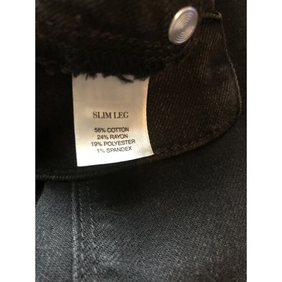 White House Black Market Womens Jeans XL Black Tapered Leg Back Pockets Pants - Picture 6 of 10